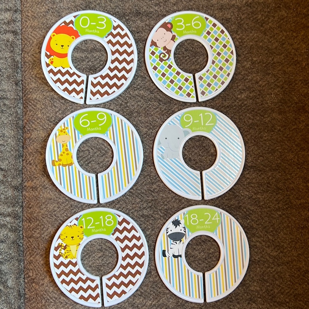Double-sided closet size markers, Animal Theme